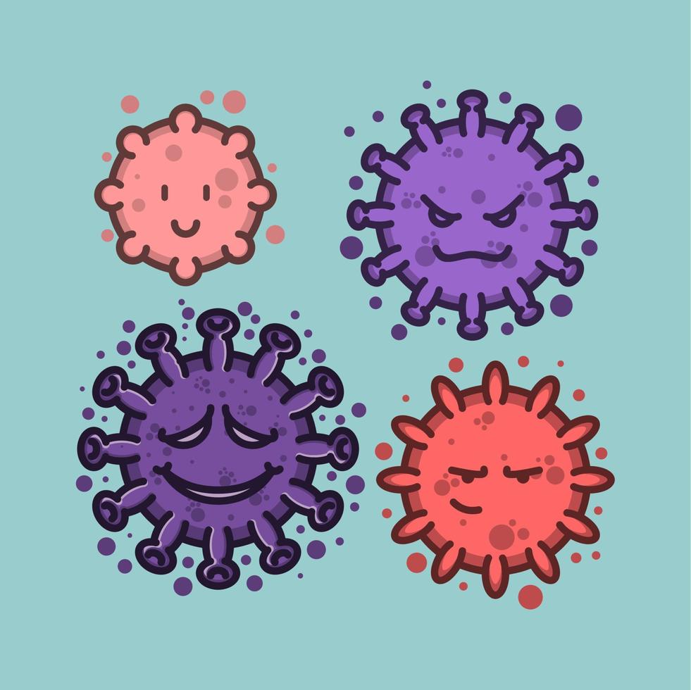 funny cartoon virus vector