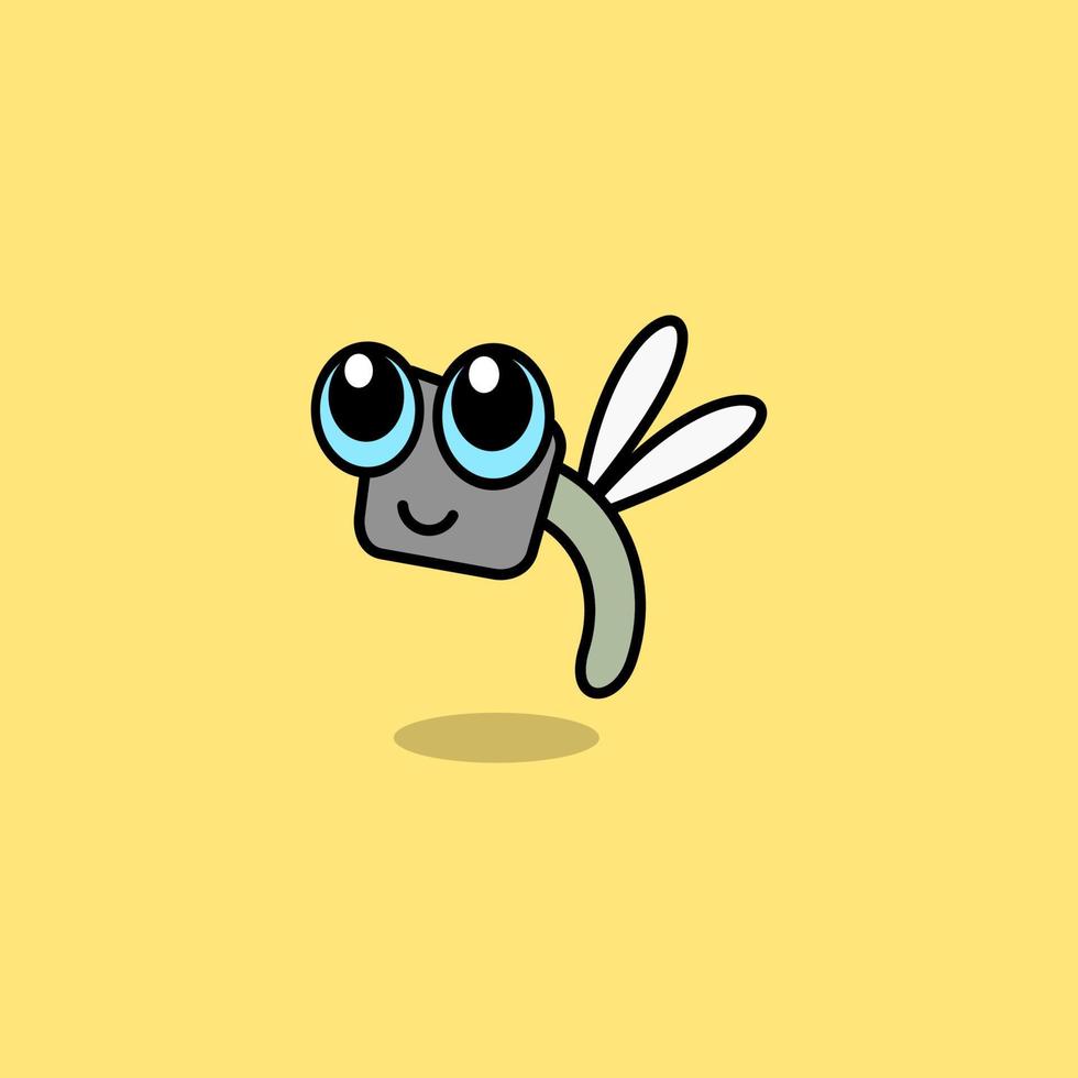 linda dibujos animados libélula vector