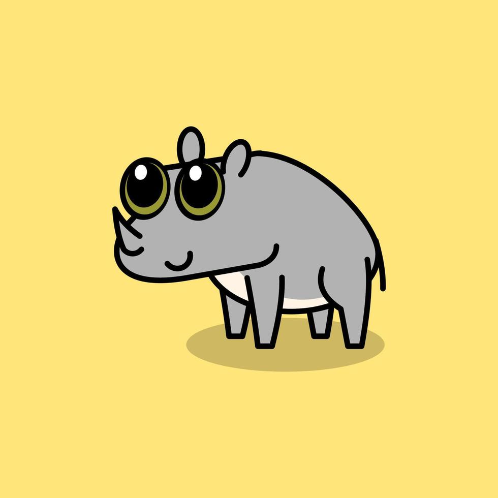 cute cartoon rhino vector