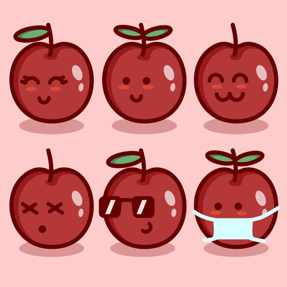 linda caricatura de manzana vector