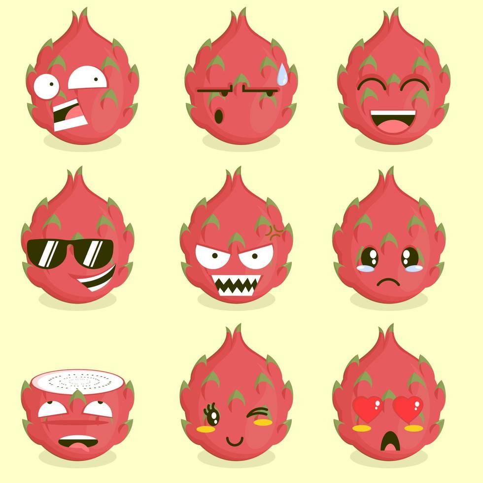 cute cartoon dragon fruit vector