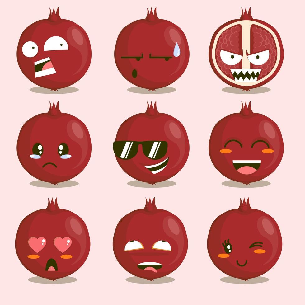 cute cartoon pomegranate vector
