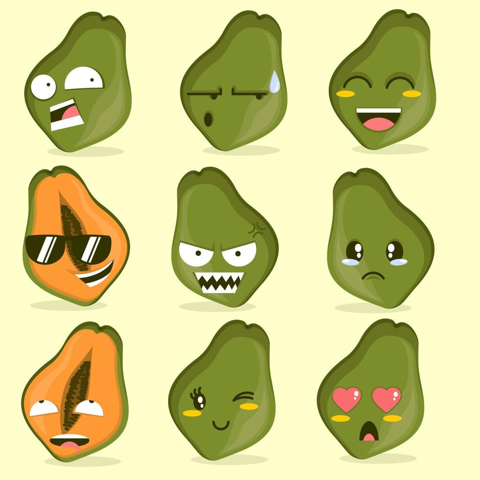 papaya gracioso dibujos animados vector