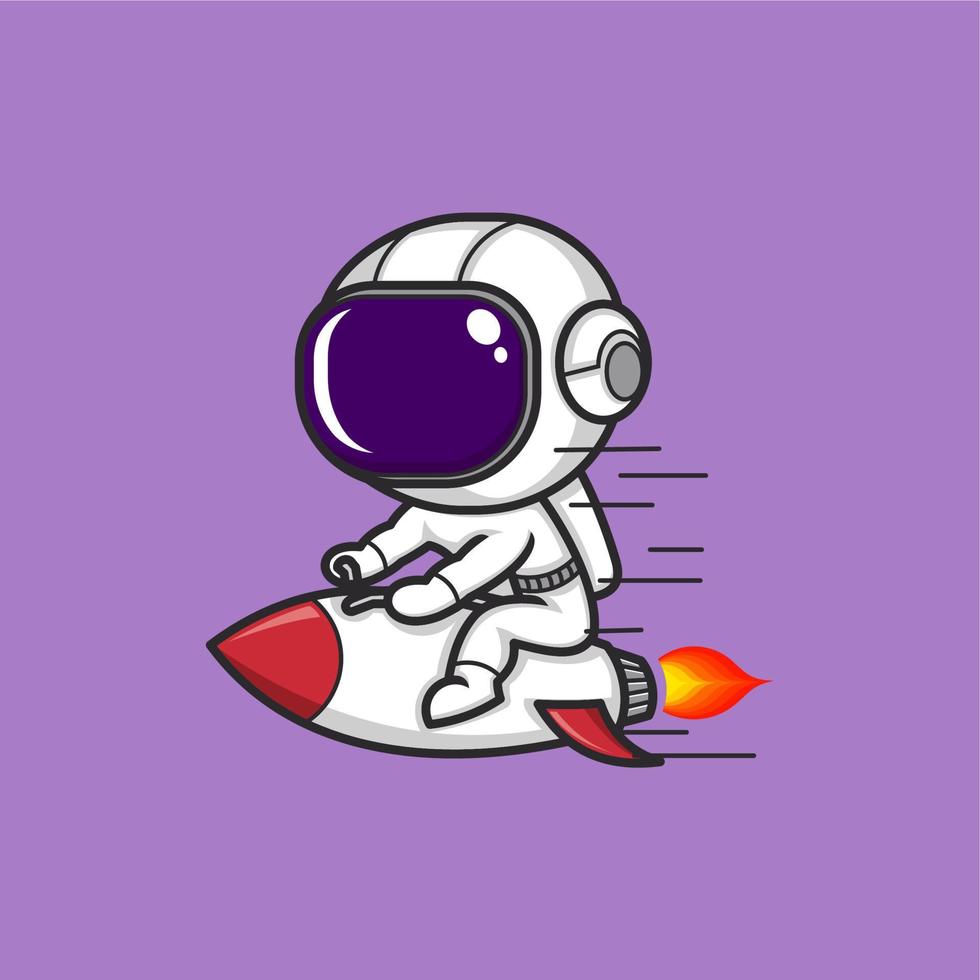cute cartoon astronaut with rocket vector