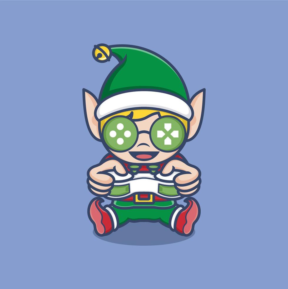 cute cartoon christmas elf vector