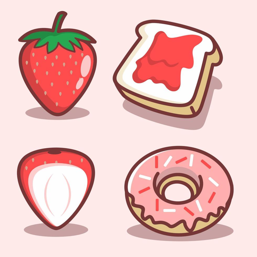 cute cartoon strawberry vector