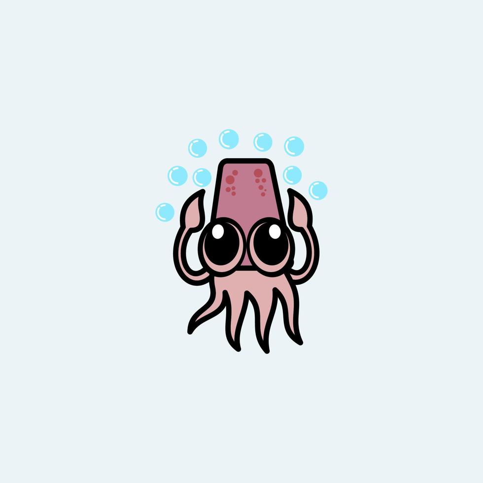 cute cartoon squid vector