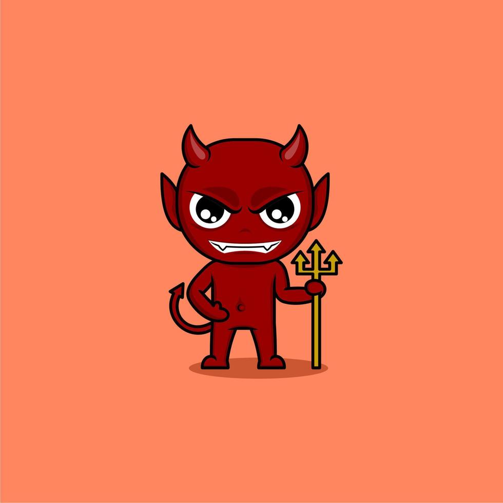 linda dibujos animados diablo vector