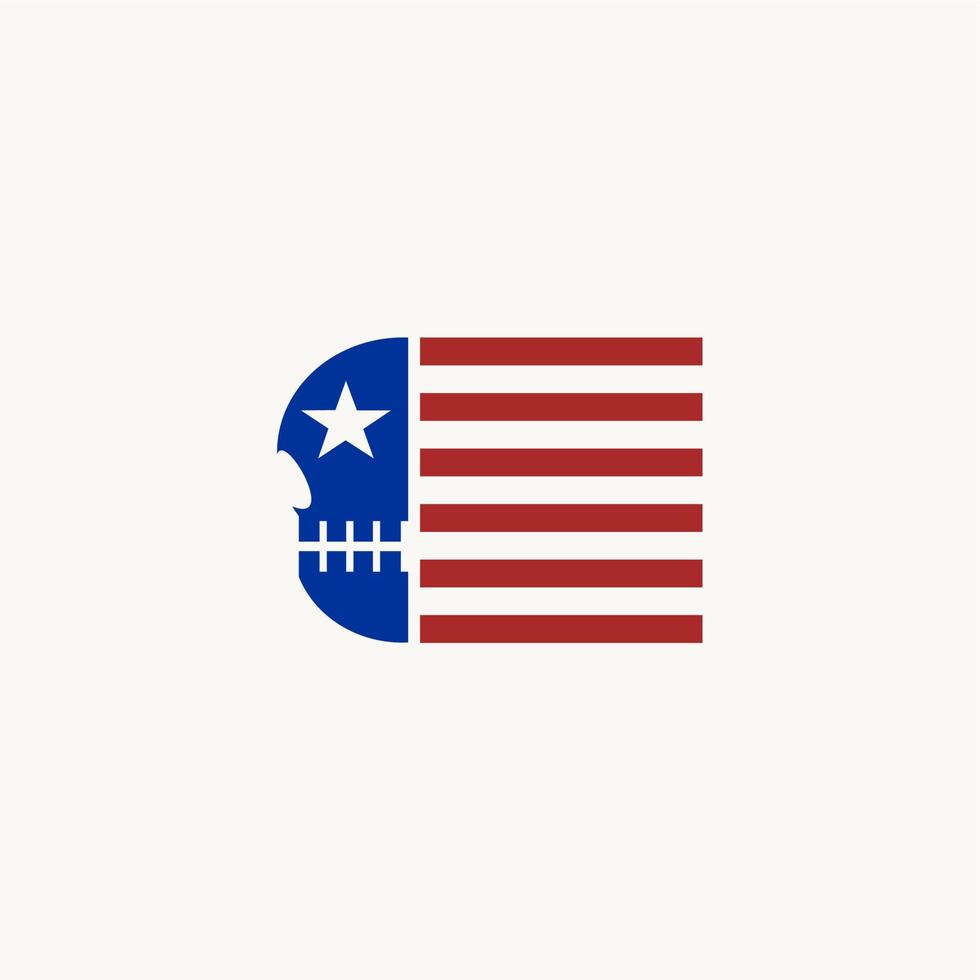 american flag skull simple logo vector