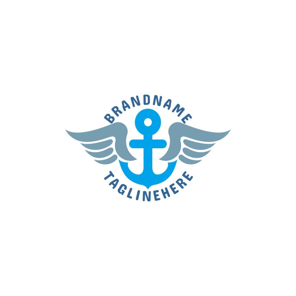 wing anchor simple logo vector