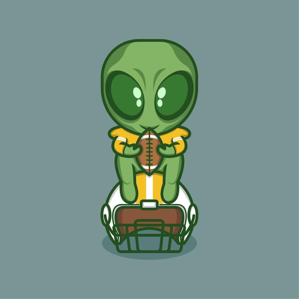 funny cartoon alien rugby player vector
