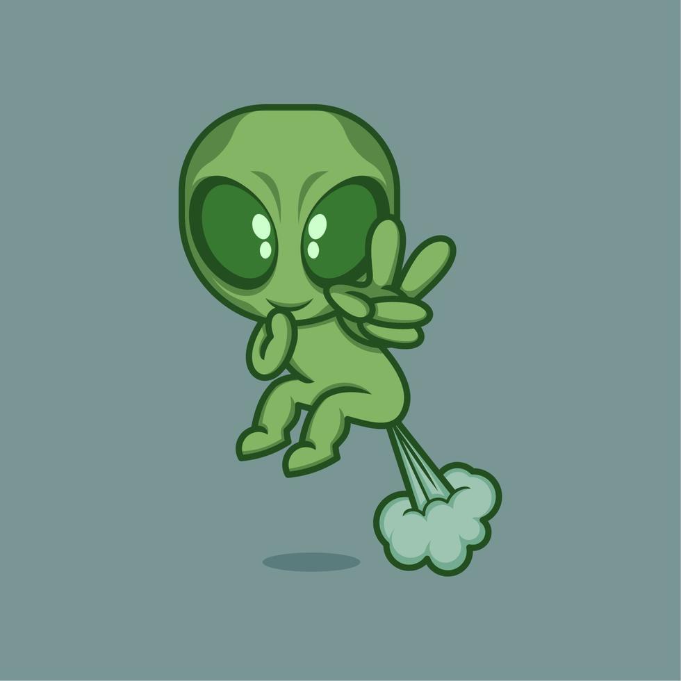 funny cartoon alien farting vector