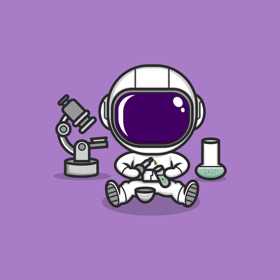 cute cartoon astronaut scientist vector