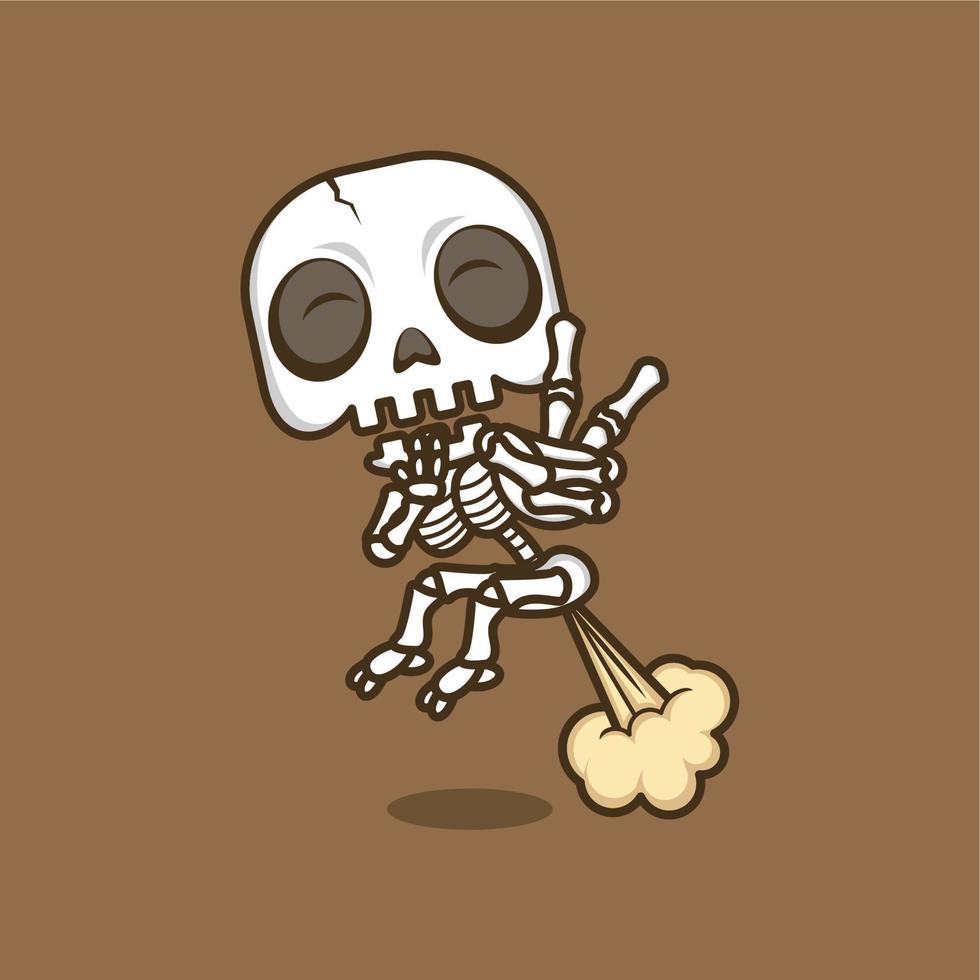 funny cartoon skull farting vector