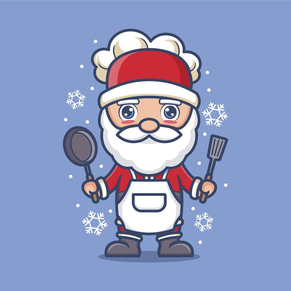 cute chef cartoon santa claus vector
