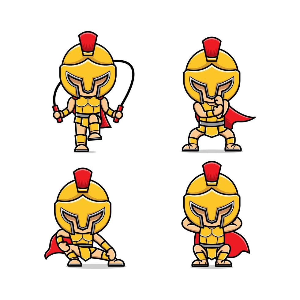 cute cartoon gladiator stretching sport vector