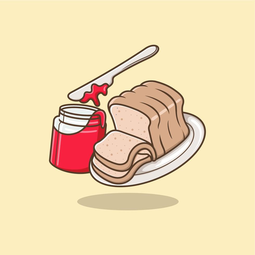 cute cartoon bread and jam vector