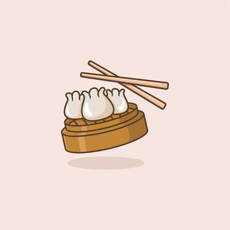 linda dibujos animados dimsum vector