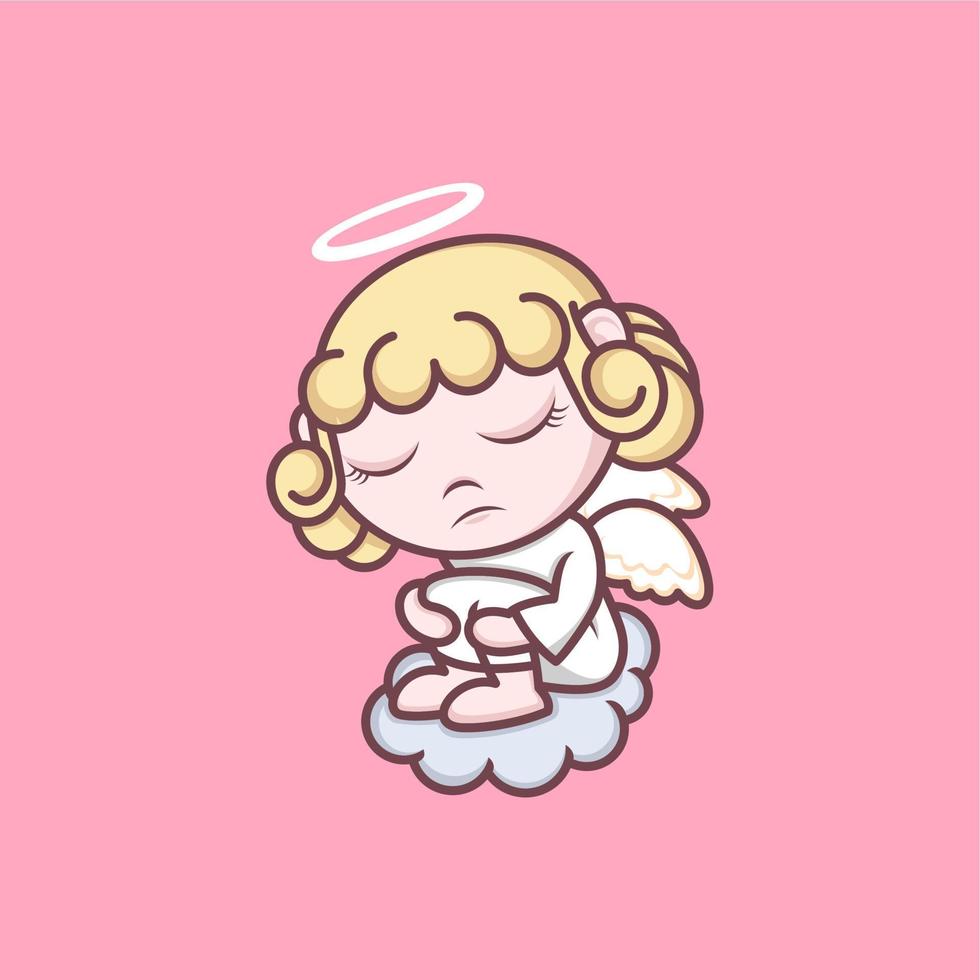 cute cartoon angel sad vector