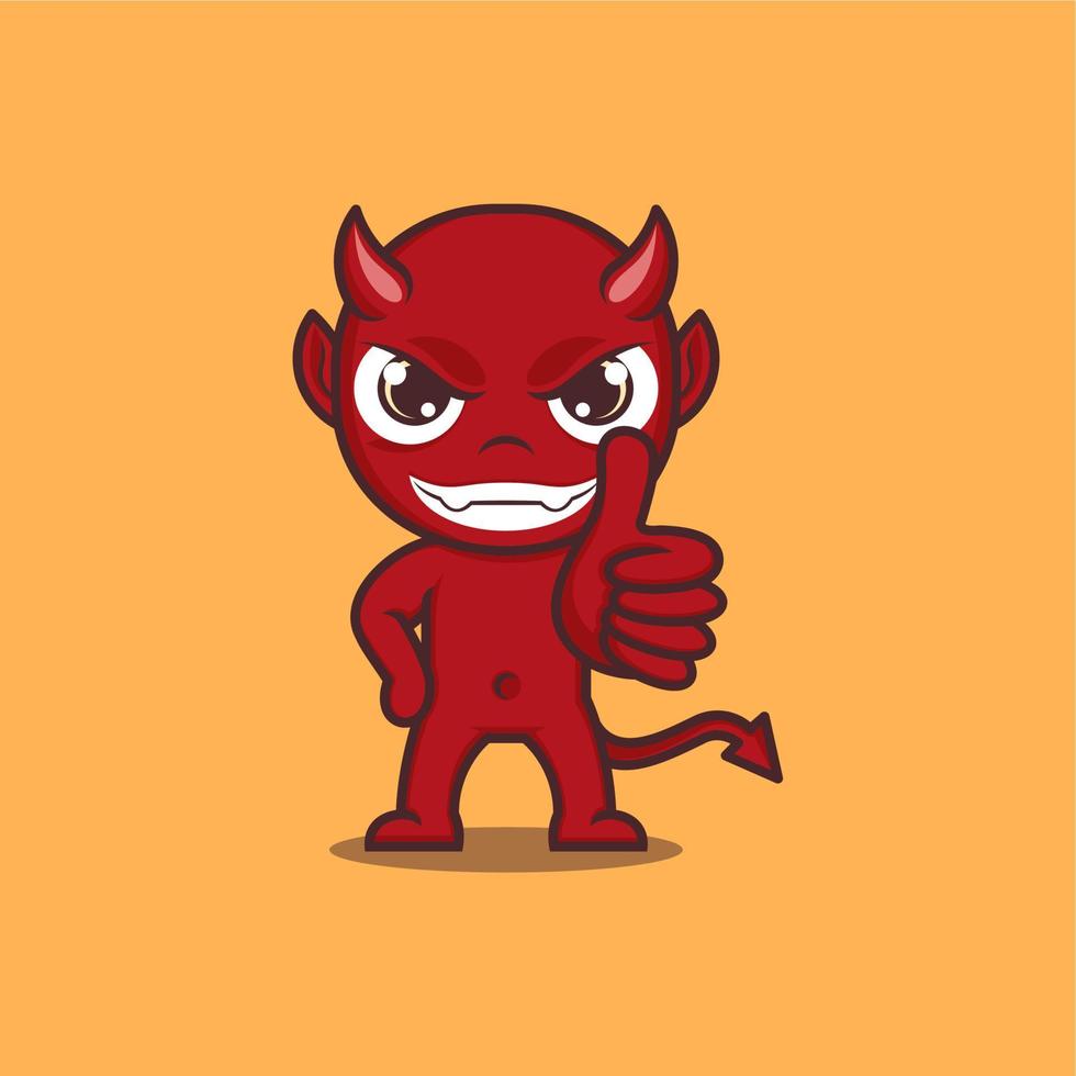 cute cartoon devil giving a like sign vector