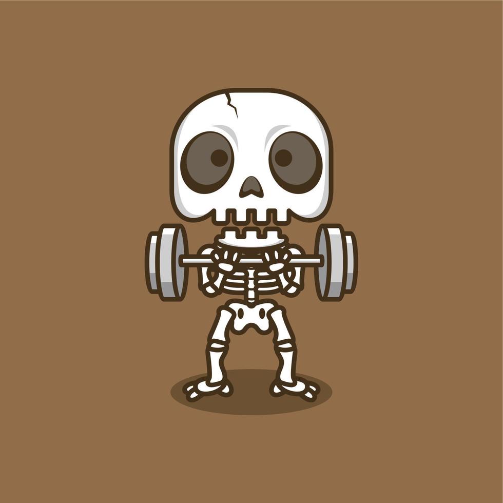 fitness cute cartoon skull vector