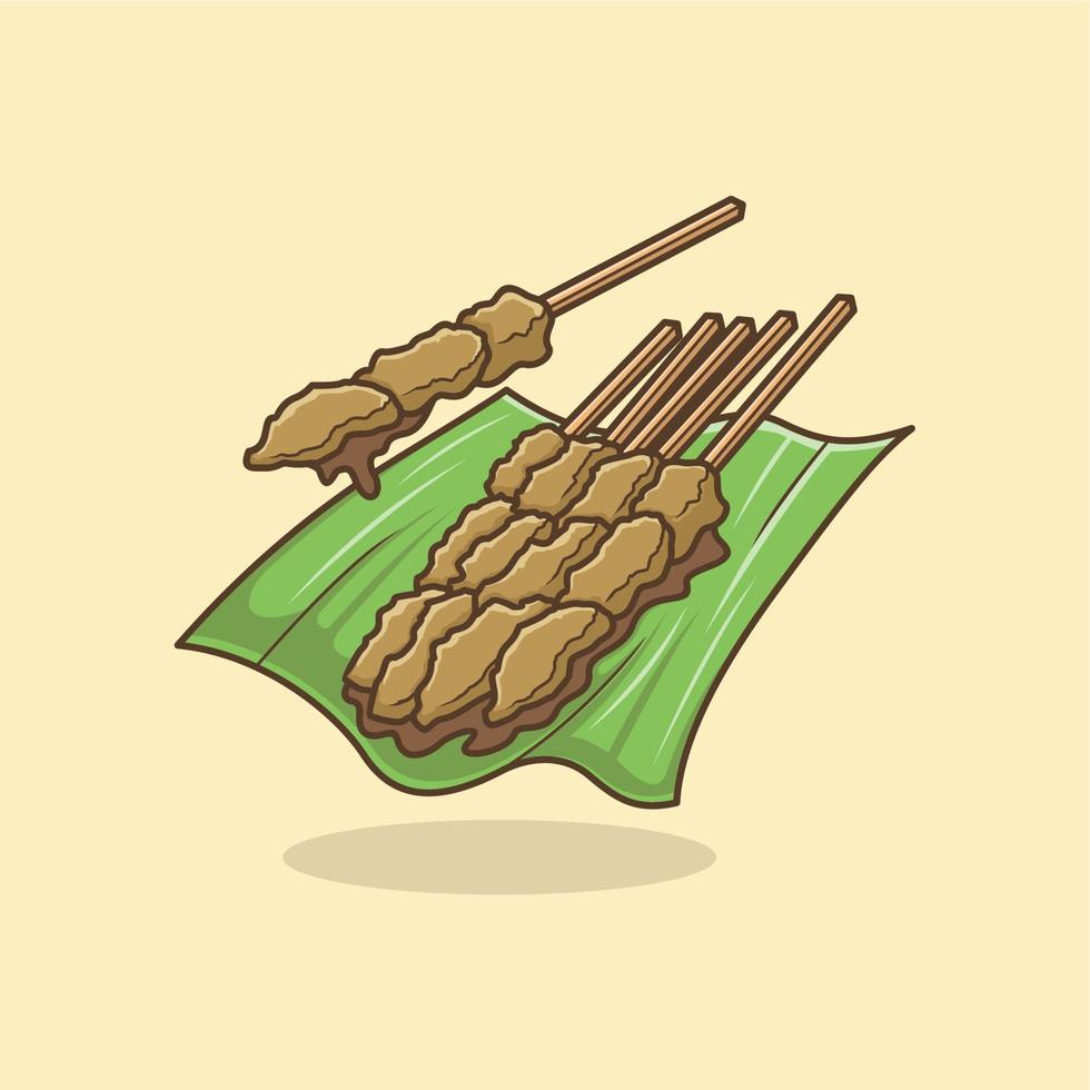 cute cartoon satay vector