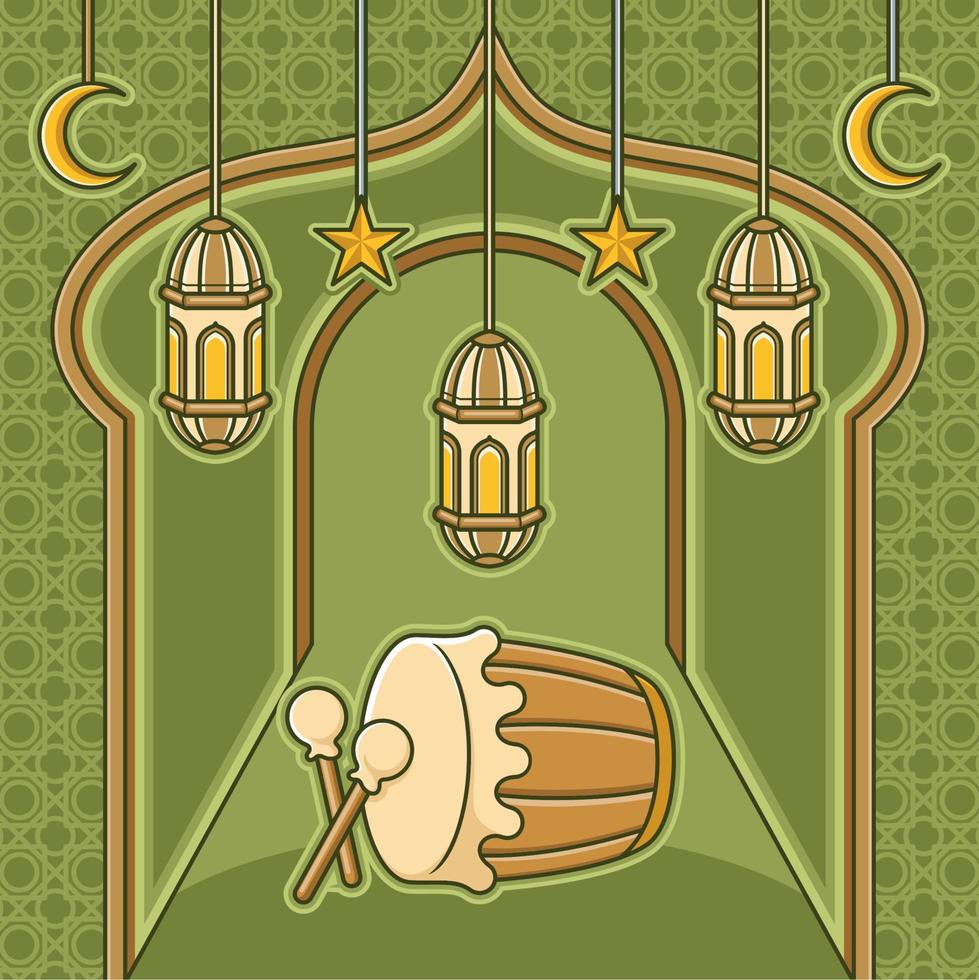 cute cartoon mosque vector