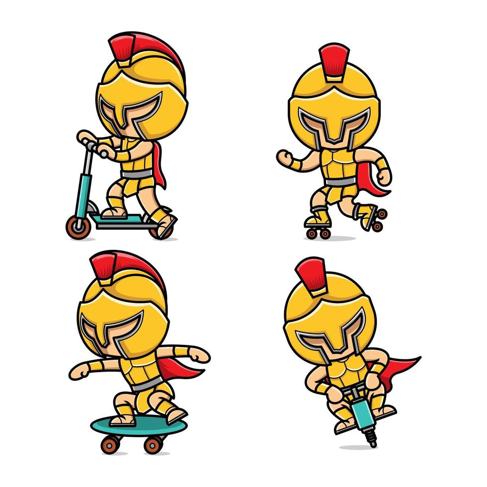 cute cartoon gladiator sports children vector