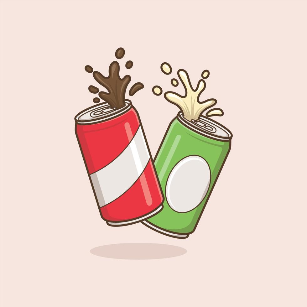 linda dibujos animados Enlatado soda bebida vector