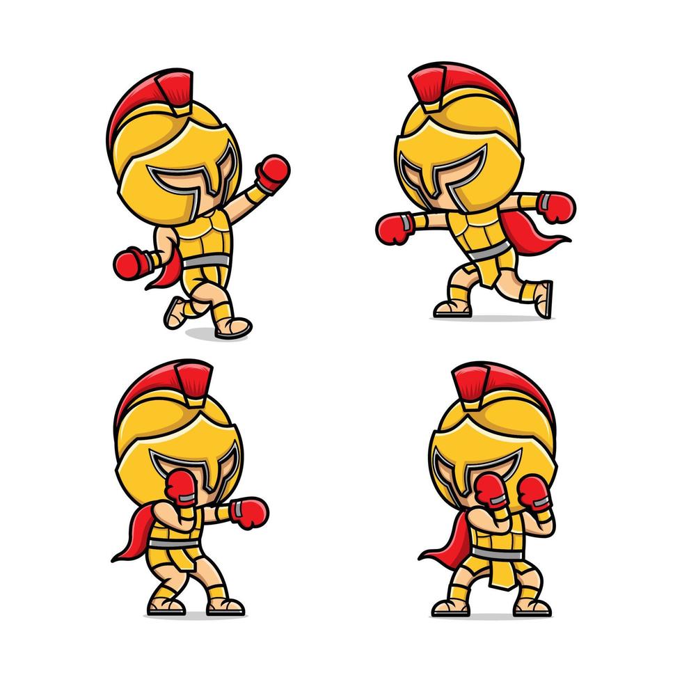 cute cartoon gladiator boxing vector