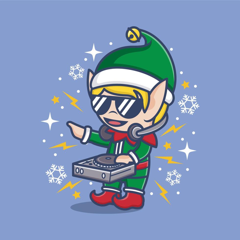cute cartoon christmas elf vector
