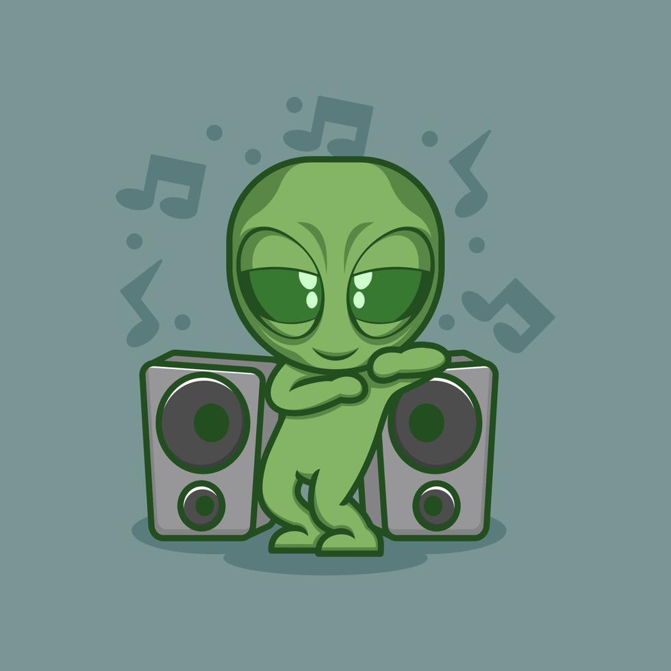 cute cartoon alien dancing vector