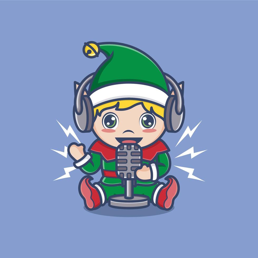 cute cartoon christmas elf vector