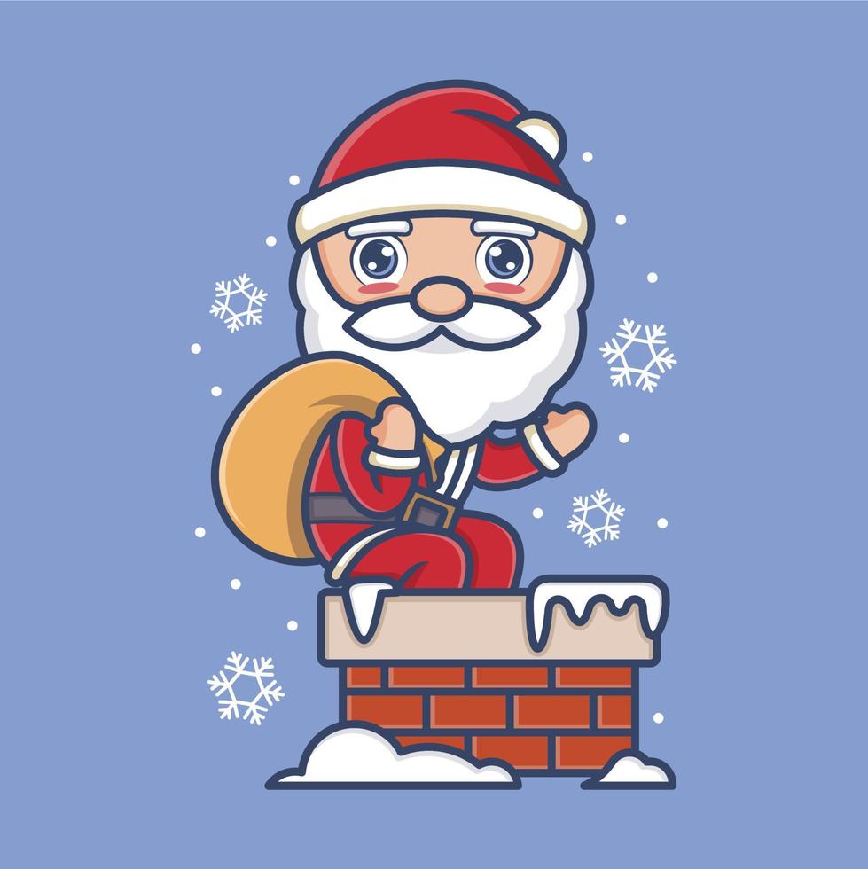 linda dibujos animados Papa Noel claus en Navidad vector