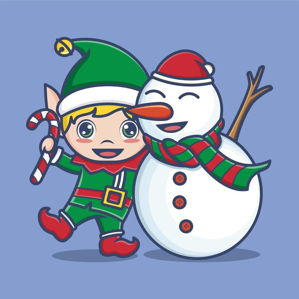 cute cartoon christmas elf vector