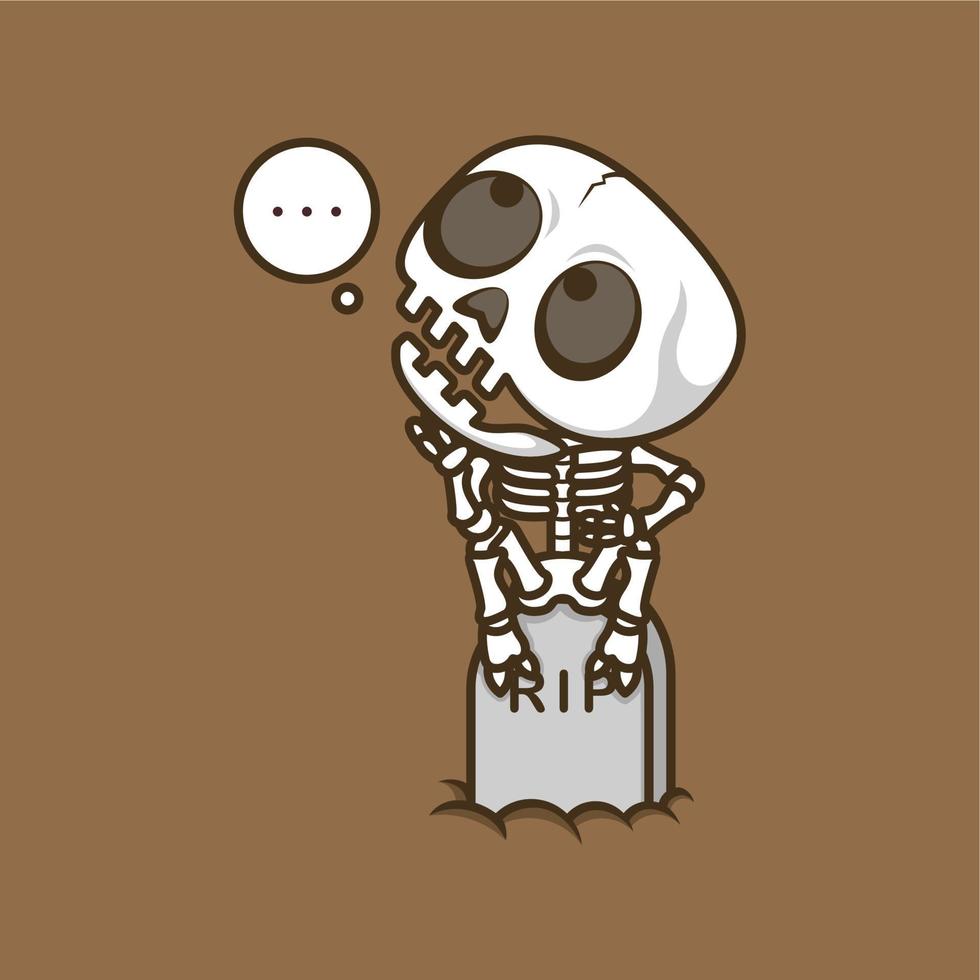 cute dreamy cartoon skull vector