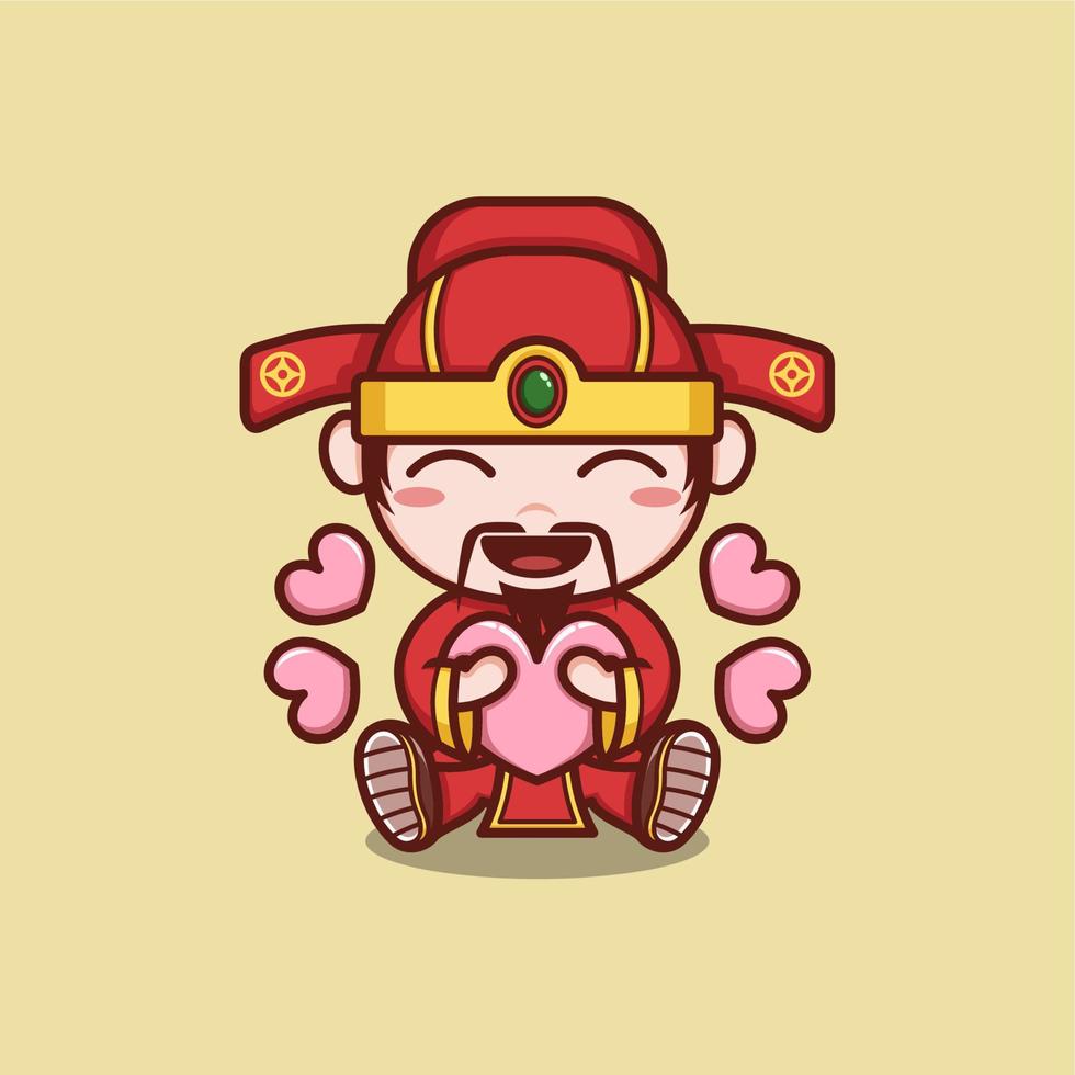 cute cartoon caishen god vector