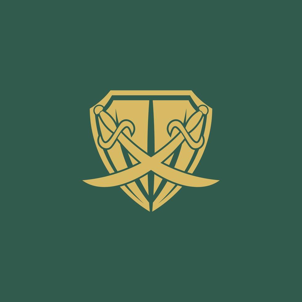 sword and shield simple logo vector