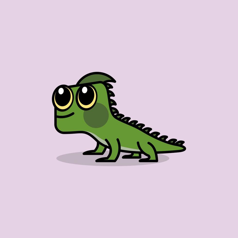 cute cartoon iguana vector