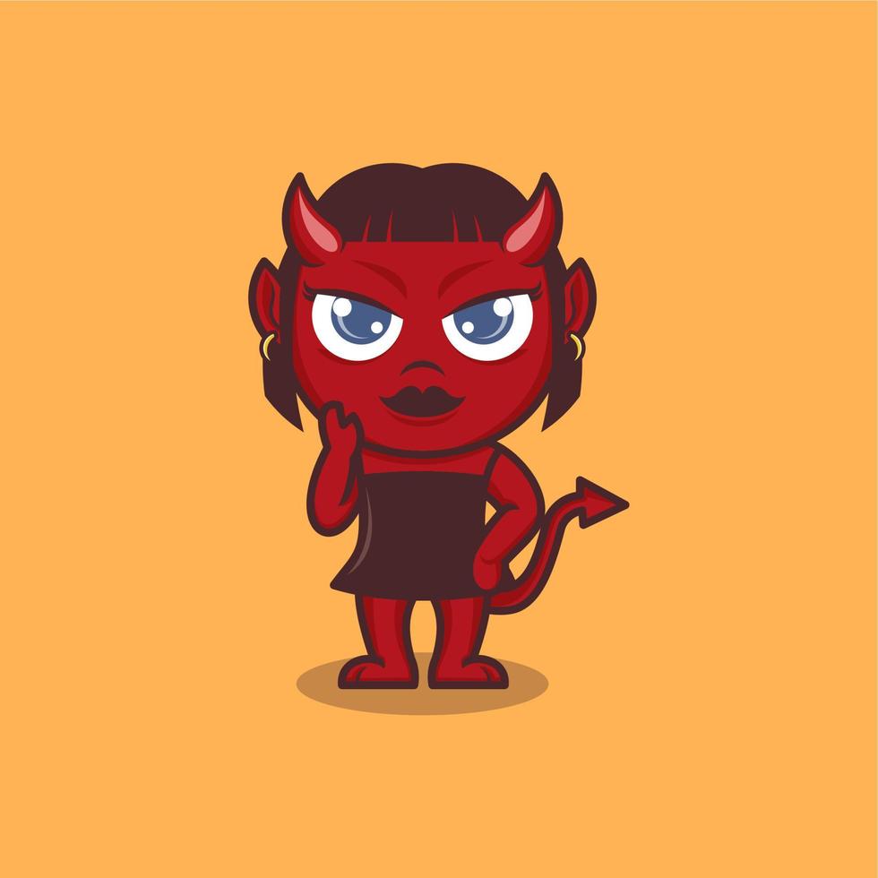 cute cartoon female devil vector