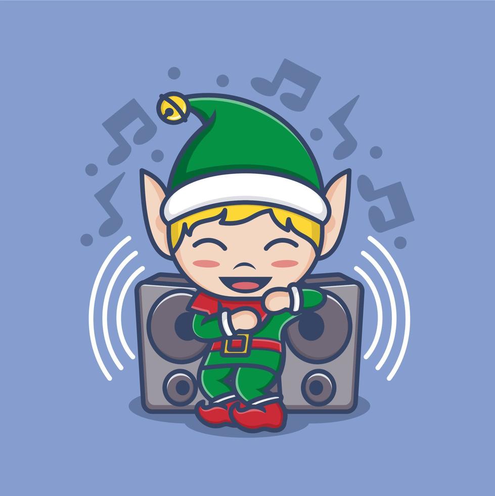 cute cartoon christmas elf vector