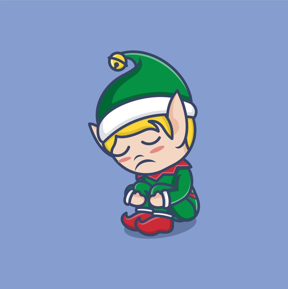 cute cartoon christmas elf vector