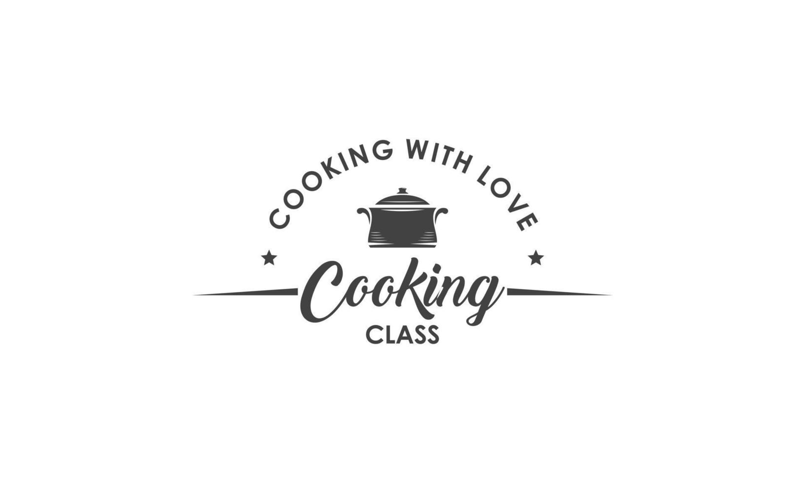 Vintage cooking class and food labels emblems badges logo culinary school cooking courses vector