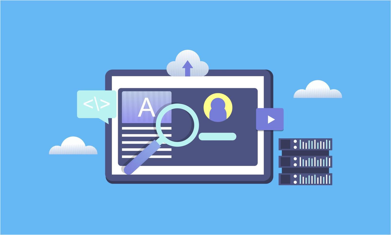 Management system, CMS, website software, security, website builder concept vector