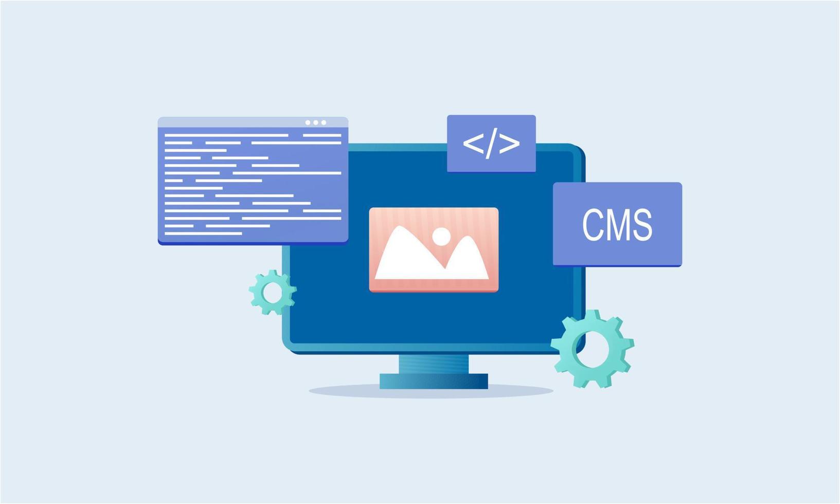 administración sistema, cm, sitio web software, seguridad, sitio web constructor concepto vector