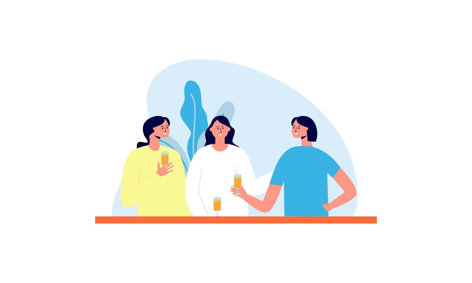 Girl friends meet and talk gossip and laugh illustration vector