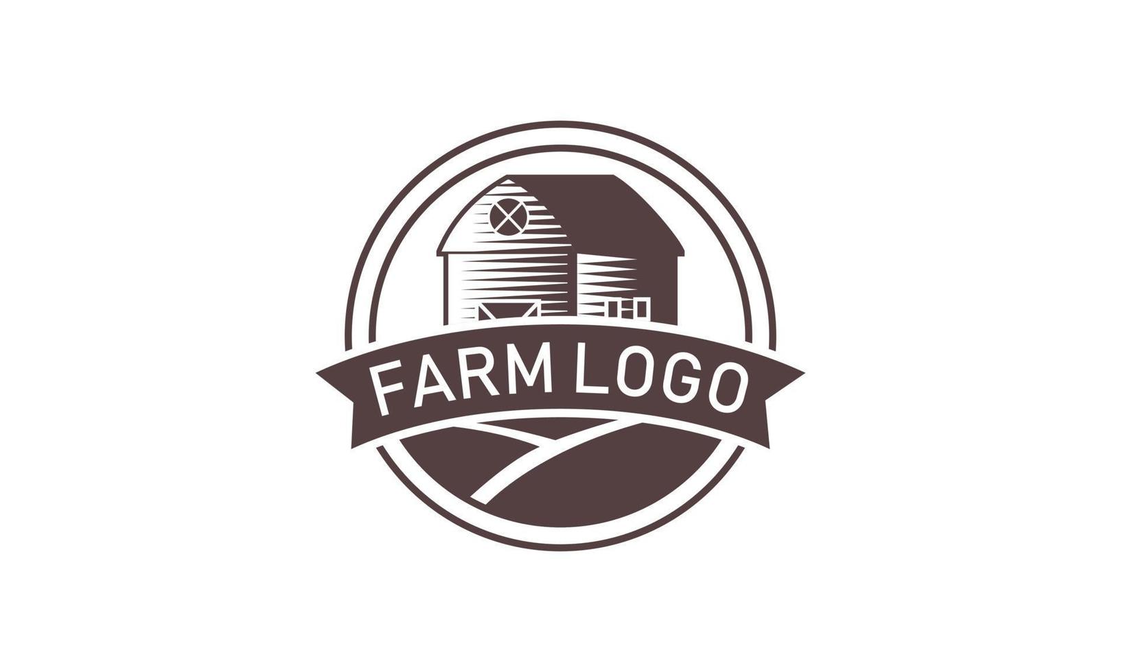 Illustration farm color logo in vintage style vector