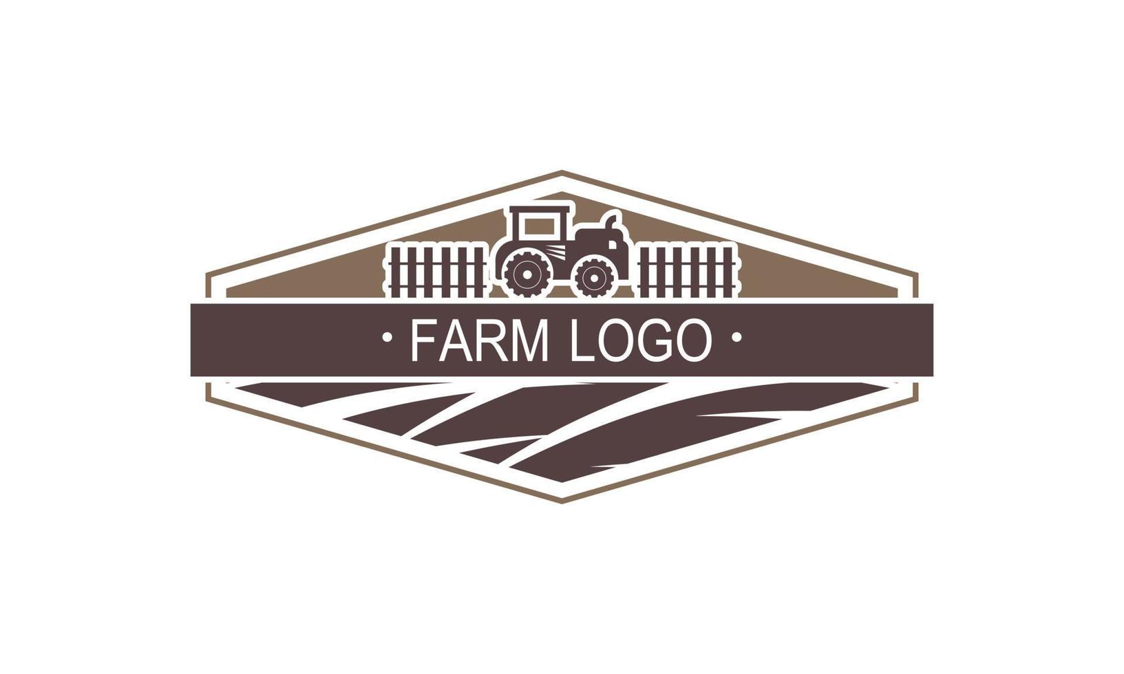 Illustration farm color logo in vintage style vector