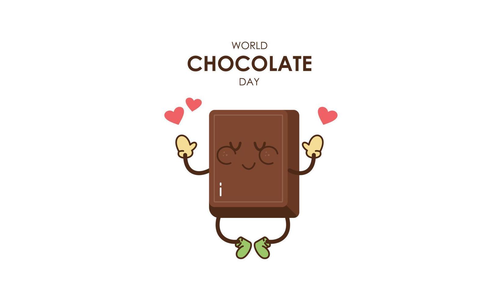 linda dibujos animados de chocolate bloques decir contento mundo chocolate día vector