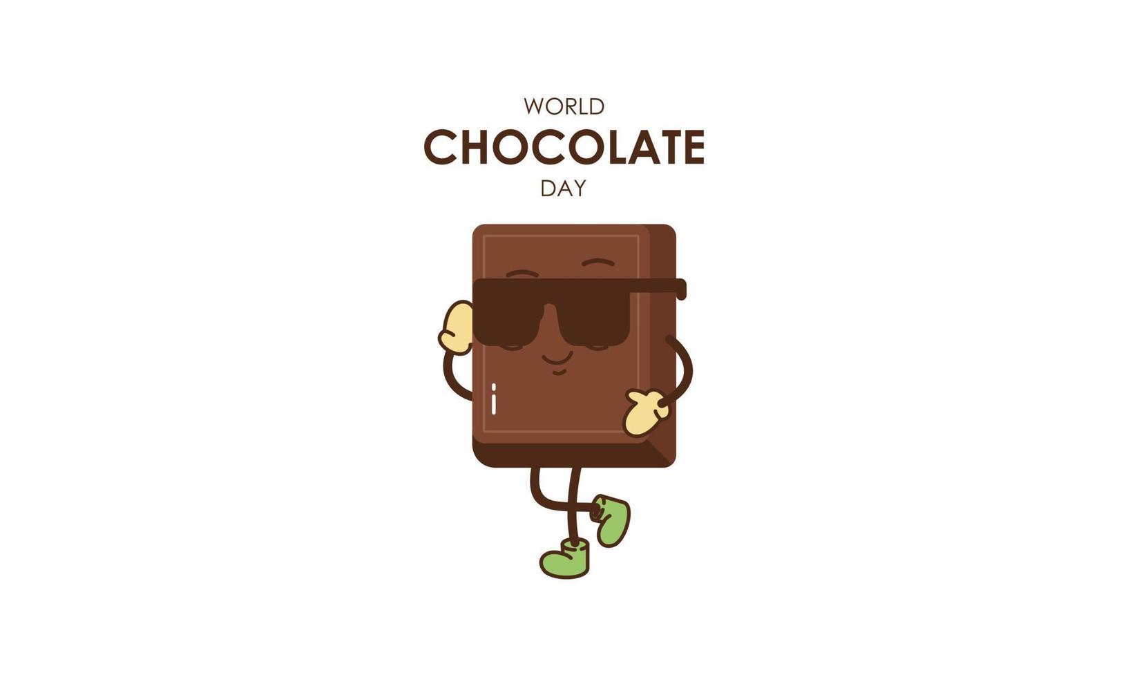 linda dibujos animados de chocolate bloques decir contento mundo chocolate día vector